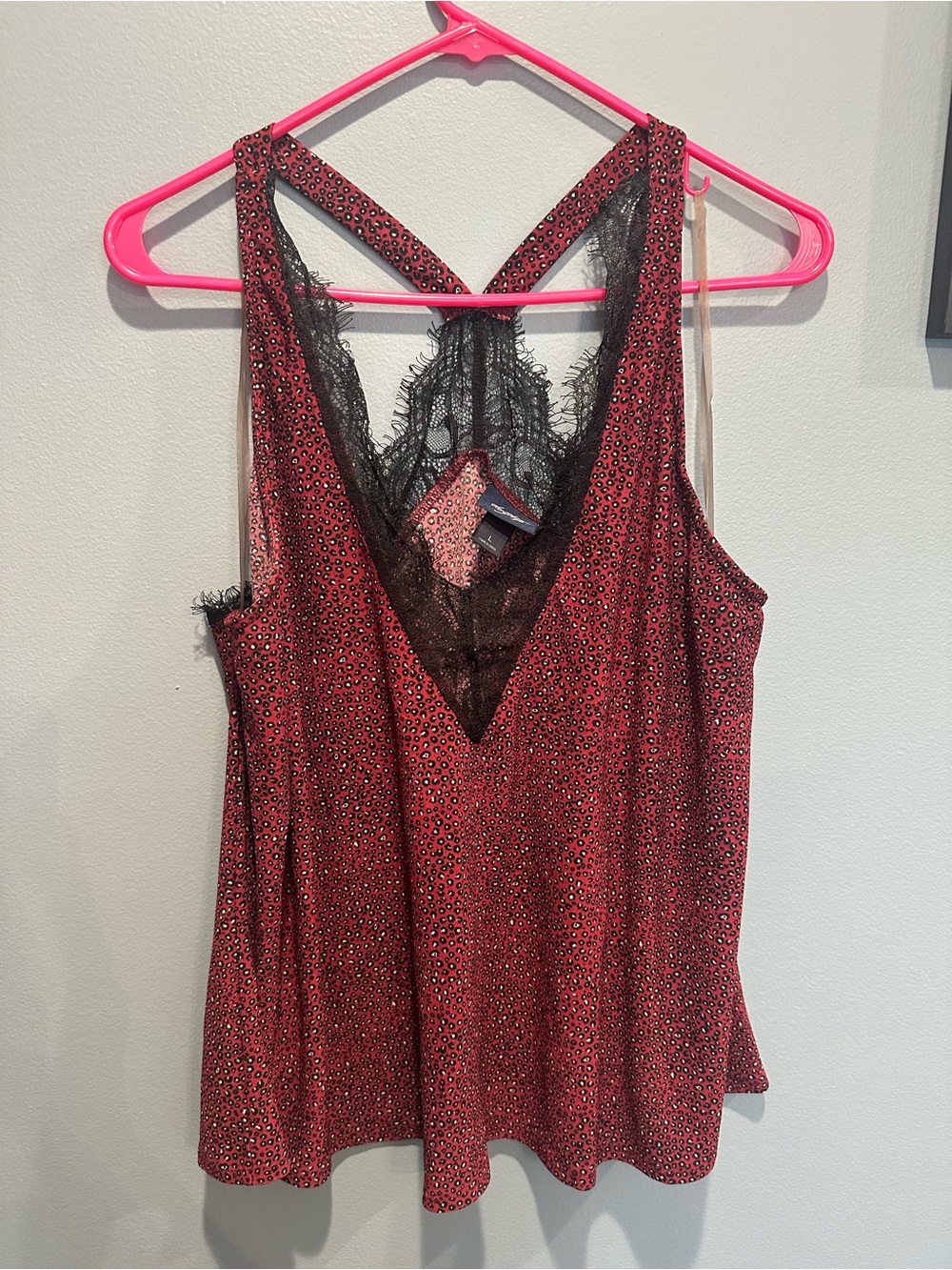 Daytrip Red Leopard-Print Lace Trim Cami